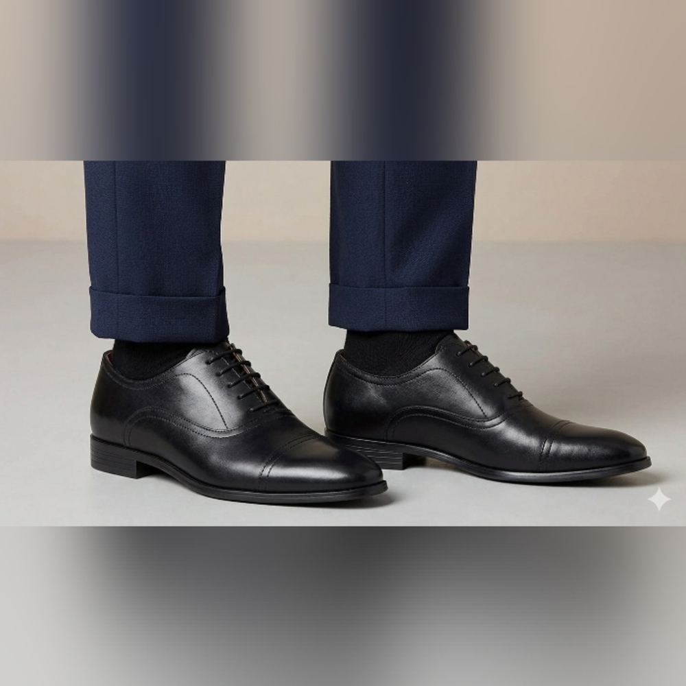 Classic Black Leather Men's Dress Shoes Sz8